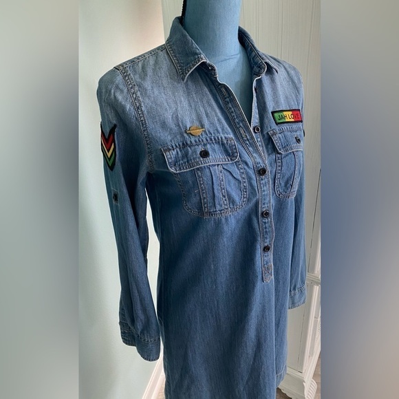 Women’s Denim Dress Lightweight Size 0 By J Crew Super Cute in Very GUC - Picture 7 of 10